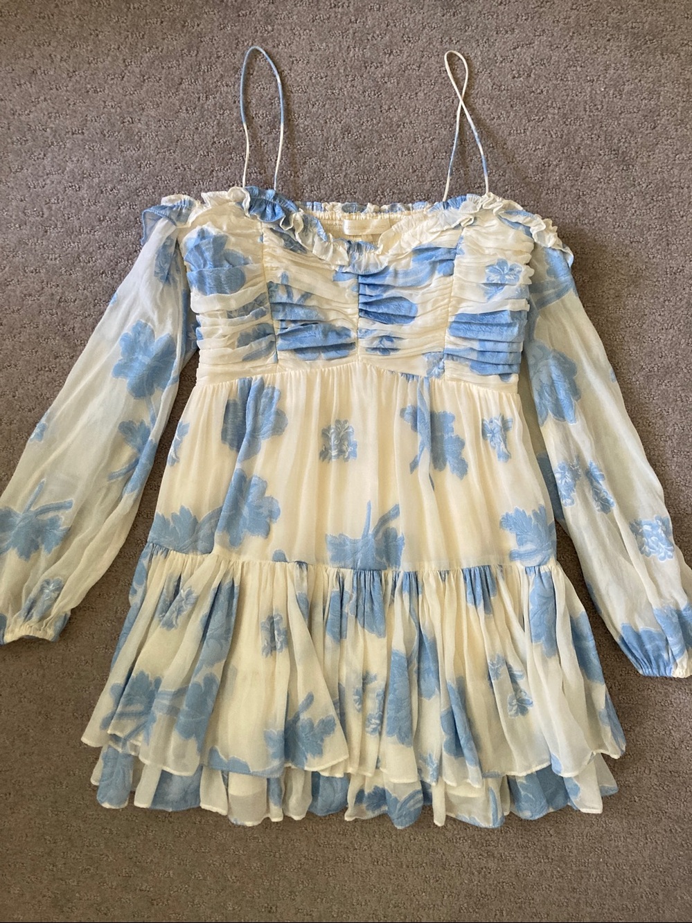 LoveShackFancy Zennia blue floral mini dress, Sz Small.
